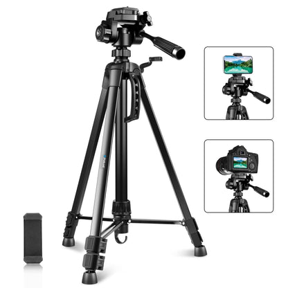 PULUZ Aluminum Selfie Live Tripod Mount with Three-dimensional Head & Phone Clamp(Black) by PULUZ