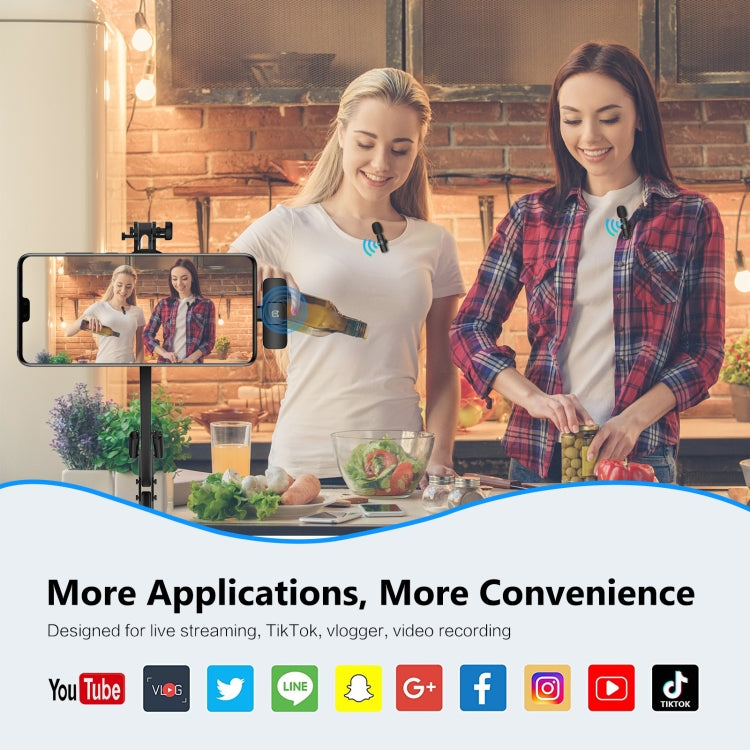 PULUZ Wireless Lavalier Noise Reduction Reverb Microphones for Type-C Phone, Type-C Receiver and Dual Microphones (Black) by PULUZ