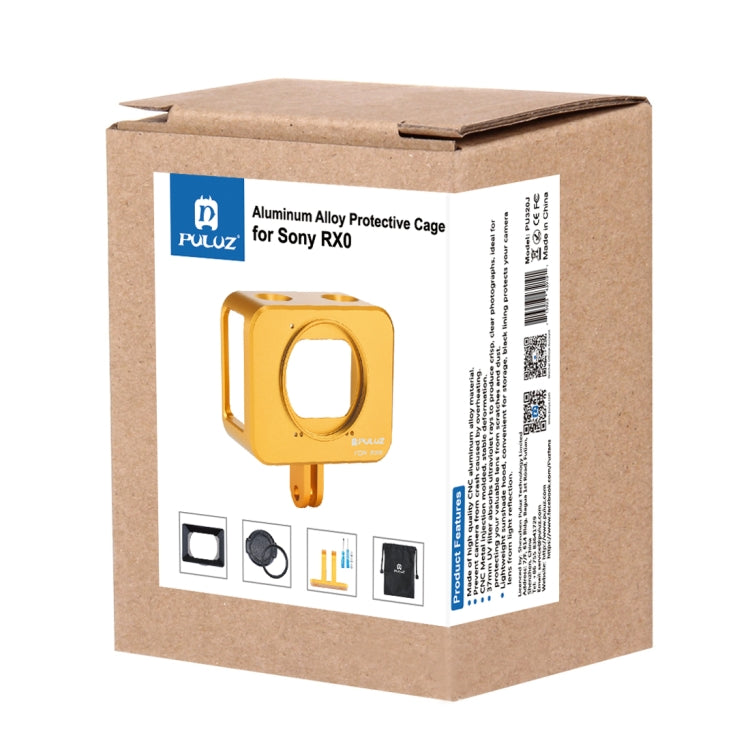 PULUZ for Sony RX0 Aluminum Alloy Protective Cage + 37mm UV Filter Lens + Lens Sunshade with Screws and Screwdrivers(Gold) by PULUZ