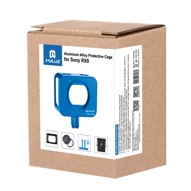 PULUZ for Sony RX0 Aluminum Alloy Protective Cage + 37mm UV Filter Lens + Lens Sunshade with Screws and Screwdrivers(Blue) by PULUZ