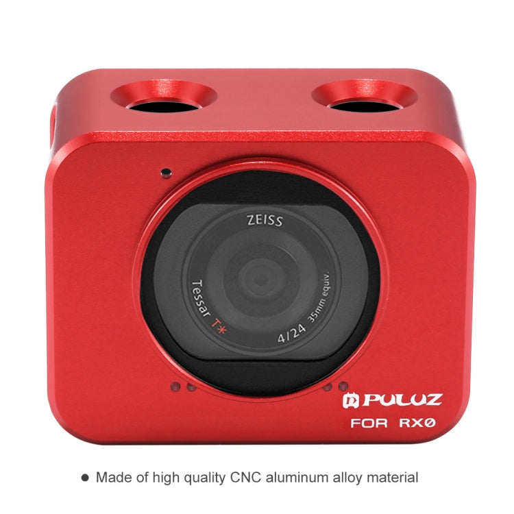 PULUZ for Sony RX0 Aluminum Alloy Protective Cage + 37mm UV Filter Lens + Lens Sunshade with Screws and Screwdrivers(Red) by PULUZ
