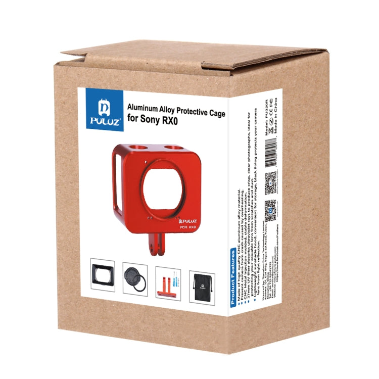 PULUZ for Sony RX0 Aluminum Alloy Protective Cage + 37mm UV Filter Lens + Lens Sunshade with Screws and Screwdrivers(Red) by PULUZ