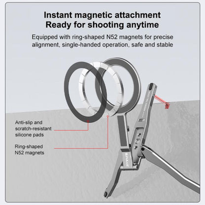 PULUZ Foldable MagSafe Magnet Tripod Desk Phone Mount Handle Bracket (Grey) by PULUZ