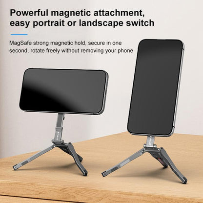 PULUZ Foldable MagSafe Magnet Tripod Desk Phone Mount Handle Bracket (Grey) by PULUZ