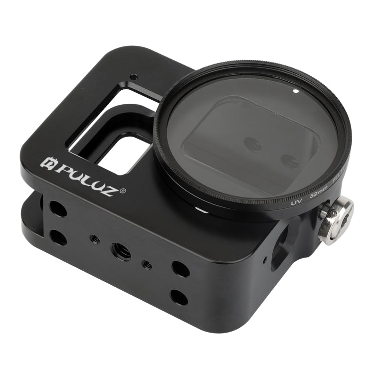 PULUZ Housing Shell CNC Aluminum Alloy Protective Cage with Insurance Frame & 52mm UV Lens for GoPro HERO8 Black(Black) by PULUZ