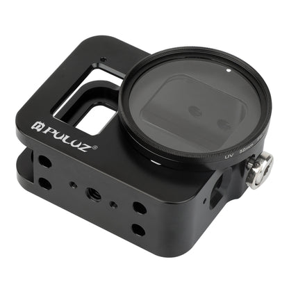 PULUZ Housing Shell CNC Aluminum Alloy Protective Cage with Insurance Frame & 52mm UV Lens for GoPro HERO8 Black(Black) by PULUZ