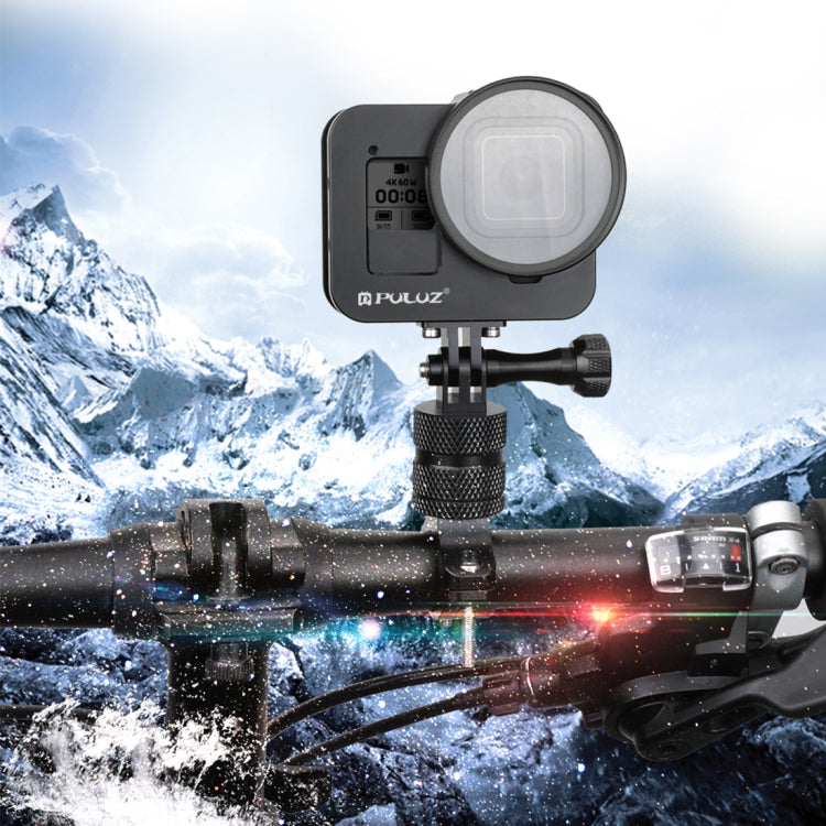 PULUZ Housing Shell CNC Aluminum Alloy Protective Cage with Insurance Frame & 52mm UV Lens for GoPro HERO8 Black(Black) by PULUZ