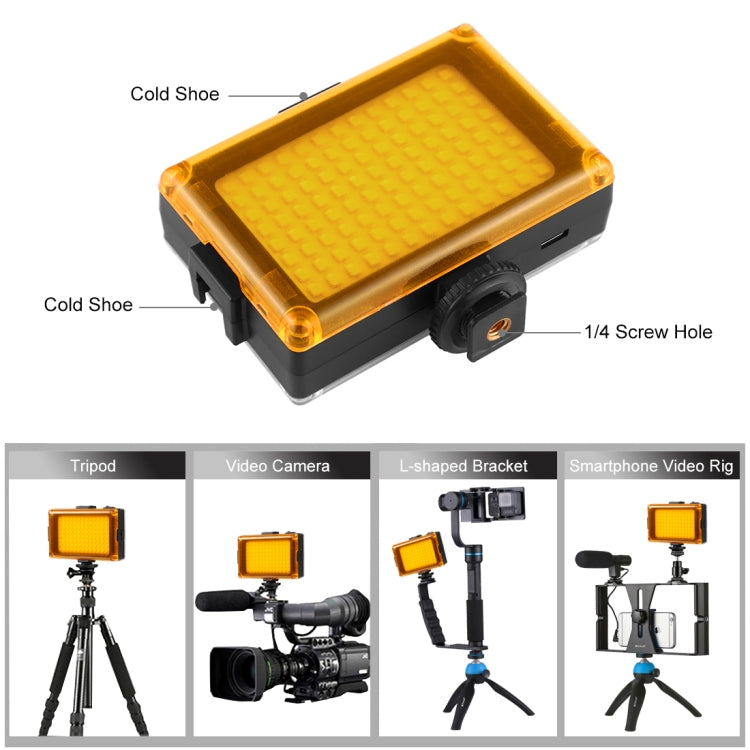 PULUZ Pocket 104 LED 1800LM Professional Vlogging Photography Video & Photo Studio Light with White and Orange Magnet Filters Light Panel for Canon, Nikon, DSLR Cameras by PULUZ