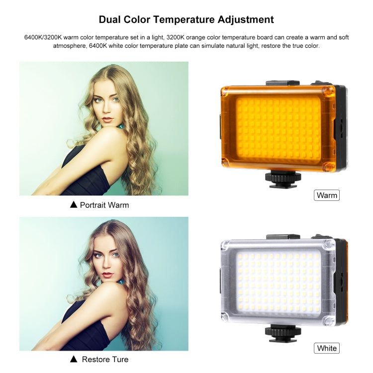 PULUZ Pocket 104 LED 1800LM Professional Vlogging Photography Video & Photo Studio Light with White and Orange Magnet Filters Light Panel for Canon, Nikon, DSLR Cameras by PULUZ