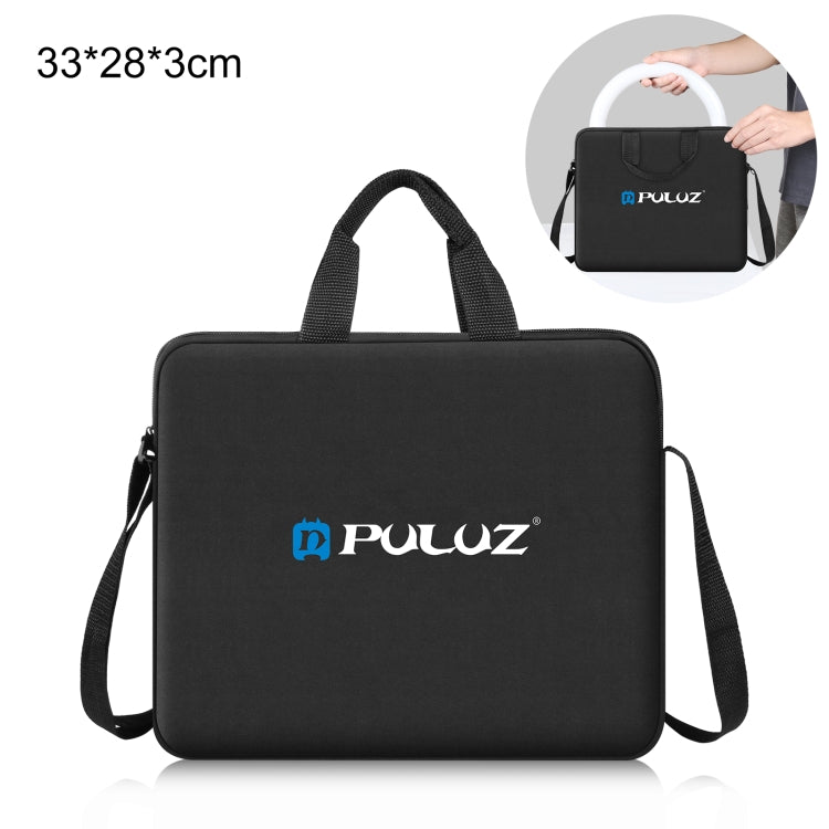 PULUZ 10 inch Ring LED Lights Portable Zipper Storage Bag Shoulder Handbags, Size: 33cm x 28cm x 3cm (Black) by PULUZ