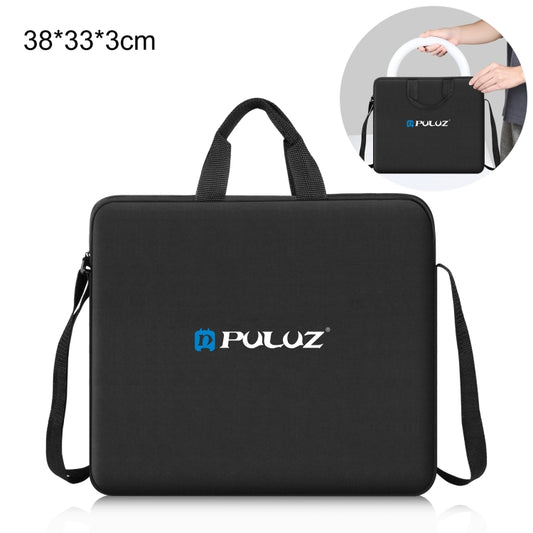 PULUZ 12 inch Ring LED Lights Portable Zipper Storage Bag Shoulder Handbags, Size: 38cm x 33cm x 3cm (Black) by PULUZ