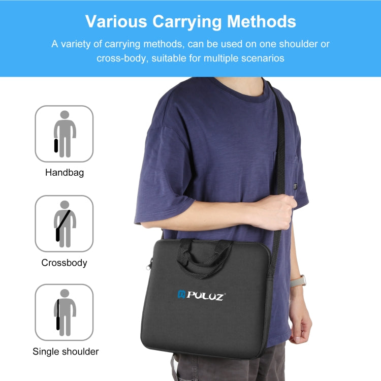 PULUZ 12 inch Ring LED Lights Portable Zipper Storage Bag Shoulder Handbags, Size: 38cm x 33cm x 3cm (Black) by PULUZ