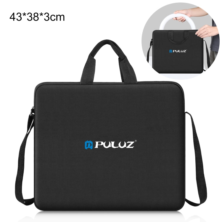 PULUZ 14 inch Ring LED Lights Portable Zipper Storage Bag Shoulder Handbags, Size: 43cm x 38cm x 3cm (Black) by PULUZ