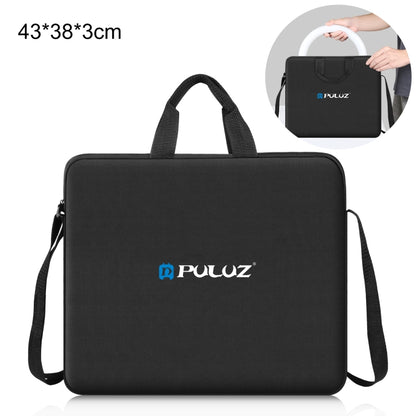 PULUZ 14 inch Ring LED Lights Portable Zipper Storage Bag Shoulder Handbags, Size: 43cm x 38cm x 3cm (Black) by PULUZ
