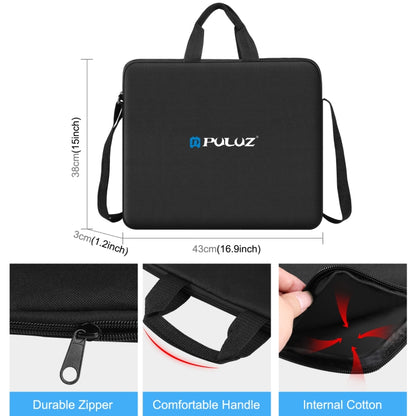 PULUZ 14 inch Ring LED Lights Portable Zipper Storage Bag Shoulder Handbags, Size: 43cm x 38cm x 3cm (Black) by PULUZ