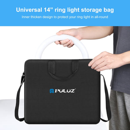 PULUZ 14 inch Ring LED Lights Portable Zipper Storage Bag Shoulder Handbags, Size: 43cm x 38cm x 3cm (Black) by PULUZ