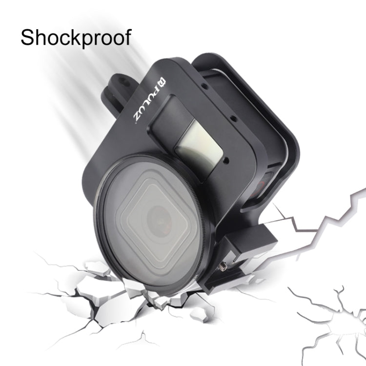 PULUZ Housing Shell CNC Aluminum Alloy Protective Cage with 52mm UV Lens for GoPro HERO8 Black(Black) by PULUZ