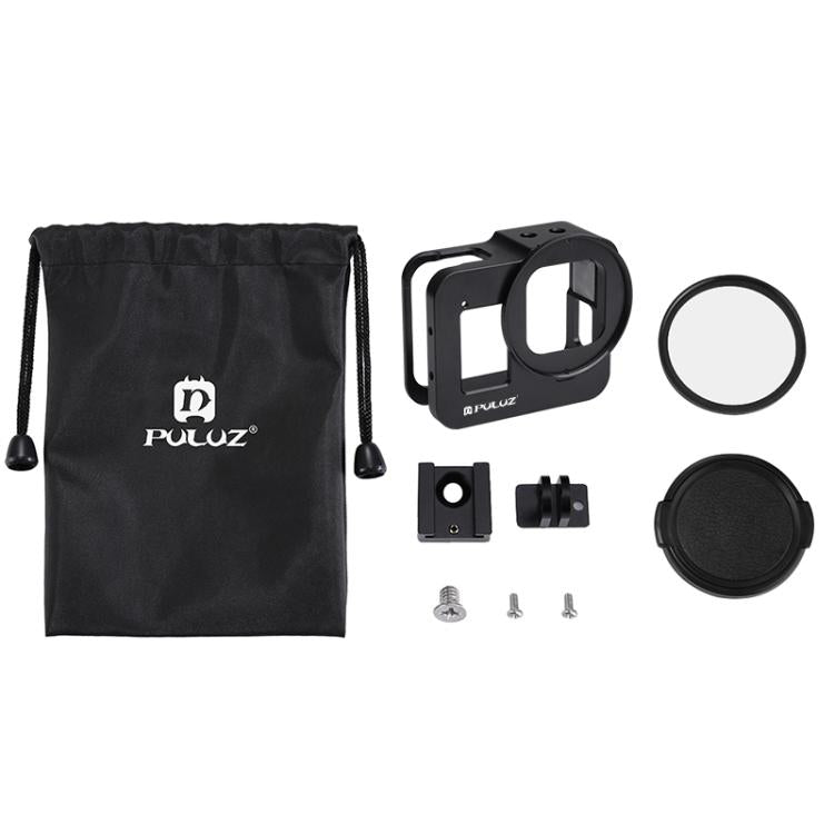 PULUZ Housing Shell CNC Aluminum Alloy Protective Cage with 52mm UV Lens for GoPro HERO8 Black(Black) by PULUZ