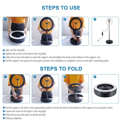 PULUZ 10.2 inch 26cm USB 3 Modes Dimmable Dual Color Temperature LED Curved Ring Vlogging Selfie Photography Video Lights with Bluetooth Remote Shutter & Folding Desktop Holder & Phone Clamp(Black) by PULUZ