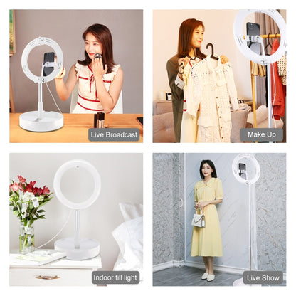 PULUZ 10.2 inch 26cm USB 3 Modes Dimmable Dual Color Temperature LED Curved Ring Vlogging Selfie Photography Video Lights with Bluetooth Remote Shutter & Folding Desktop Holder & Phone Clamp(White) by PULUZ