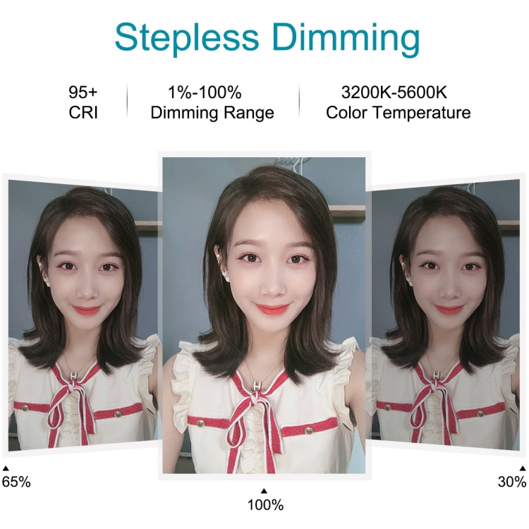 PULUZ 10.2 inch 26cm USB 3 Modes Dimmable Dual Color Temperature LED Curved Ring Vlogging Selfie Photography Video Lights with Bluetooth Remote Shutter & Folding Desktop Holder & Phone Clamp(White) by PULUZ