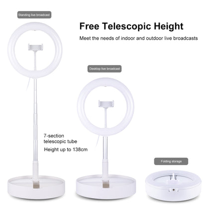 PULUZ 10.2 inch 26cm USB 3 Modes Dimmable Dual Color Temperature LED Curved Ring Vlogging Selfie Photography Video Lights with Bluetooth Remote Shutter & Folding Desktop Holder & Phone Clamp(White) by PULUZ