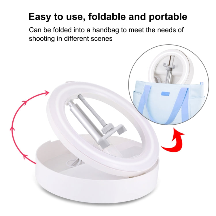 PULUZ 10.2 inch 26cm USB 3 Modes Dimmable Dual Color Temperature LED Curved Ring Vlogging Selfie Photography Video Lights with Bluetooth Remote Shutter & Folding Desktop Holder & Phone Clamp(White) by PULUZ