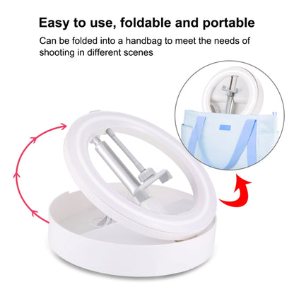 PULUZ 10.2 inch 26cm USB 3 Modes Dimmable Dual Color Temperature LED Curved Ring Vlogging Selfie Photography Video Lights with Bluetooth Remote Shutter & Folding Desktop Holder & Phone Clamp(White) by PULUZ