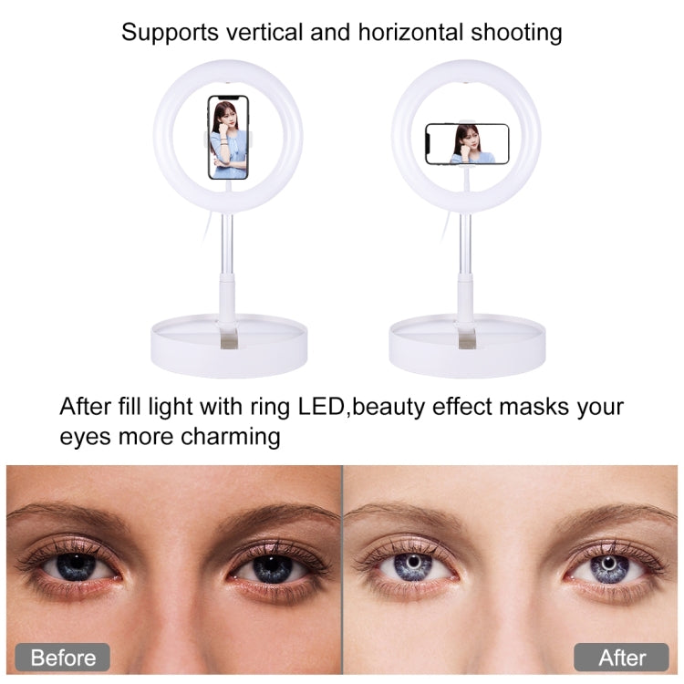PULUZ 10.2 inch 26cm USB 3 Modes Dimmable Dual Color Temperature LED Curved Ring Vlogging Selfie Photography Video Lights with Bluetooth Remote Shutter & Folding Desktop Holder & Phone Clamp(White) by PULUZ