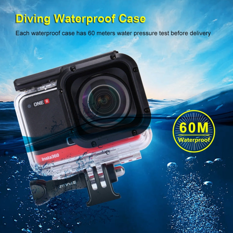 PULUZ 60m Underwater Depth Diving Case Waterproof Camera Housing for Insta360 ONE R 4K Wide-angle Edition(Transparent) by PULUZ