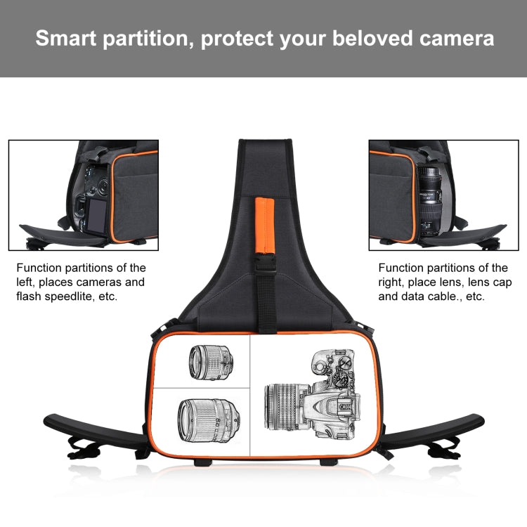 PULUZ Triangle Style SLR Camera Bag Sling Waterproof Backpack Shoulder Messenger Bags with Removable Lens Bag(Black) by PULUZ