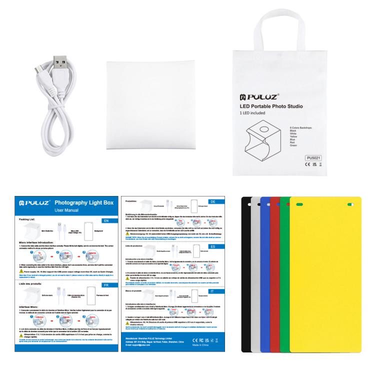 PULUZ 20cm Folding Portable 550LM Light Photo Lighting Studio Shooting Tent Box Kit with 6 Colors Backdrops (Black, White, Yellow, Red, Green, Blue), Unfold Size: 24cm x 23cm x 23cm by PULUZ