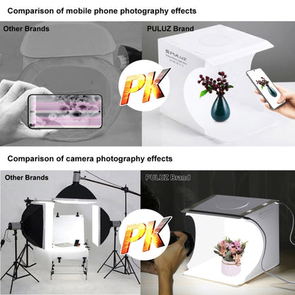 PULUZ 20cm Include 2 LED Panels Folding Portable 1100LM Light Photo Lighting Studio Shooting Tent Box Kit with 6 Colors Backdrops (Black, White, Yellow, Red, Green, Blue), Unfold Size: 24cm x 23cm x 23cm by PULUZ