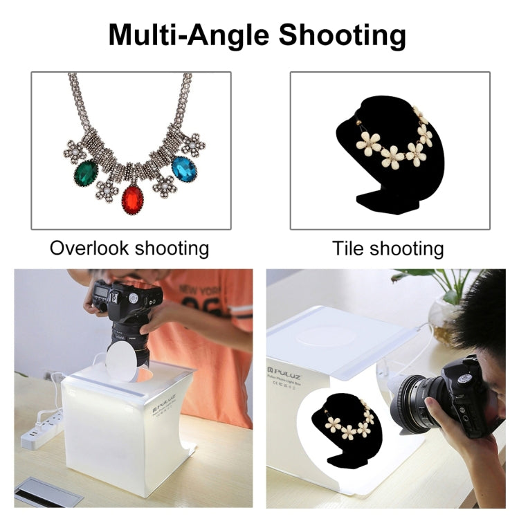 PULUZ 20cm Include 2 LED Panels Folding Portable 1100LM Light Photo Lighting Studio Shooting Tent Box Kit with 6 Colors Backdrops (Black, White, Yellow, Red, Green, Blue), Unfold Size: 24cm x 23cm x 23cm by PULUZ