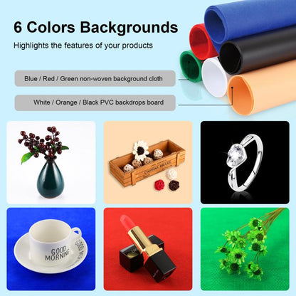 PULUZ 40cm Folding Portable White Light Dimmable Photo Lighting Studio Shooting Tent Box Kit with 6 Colors (Black, Orange, White, Red, Green, Blue) Backdrops(AU Plug) by PULUZ