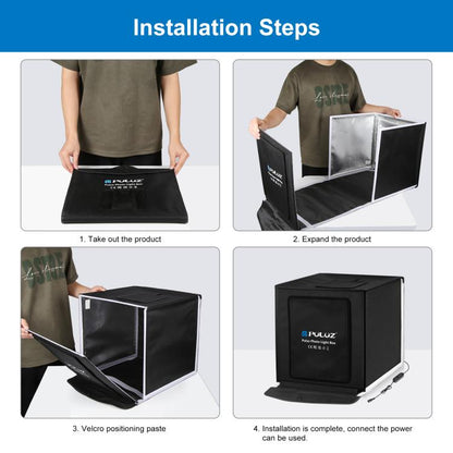 PULUZ 40cm Folding Portable White Light Dimmable Photo Lighting Studio Shooting Tent Box Kit with 6 Colors (Black, Orange, White, Red, Green, Blue) Backdrops(EU Plug) by PULUZ