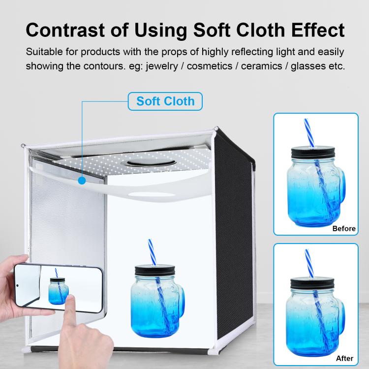 PULUZ 40cm Folding Portable White Light Dimmable Photo Lighting Studio Shooting Tent Box Kit with 6 Colors (Black, Orange, White, Red, Green, Blue) Backdrops(UK Plug) by PULUZ