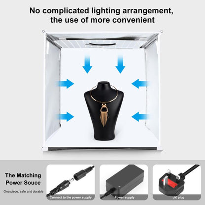 PULUZ 40cm Folding Portable White Light Dimmable Photo Lighting Studio Shooting Tent Box Kit with 6 Colors (Black, Orange, White, Red, Green, Blue) Backdrops(UK Plug) by PULUZ