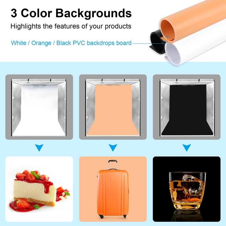 PULUZ 80cm Folding Portable 72W White Light Photo Lighting Studio Shooting Tent Box Kit with 3 Colors Black / White / Orange Backdrops(US Plug) by PULUZ