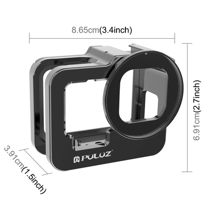 PULUZ for GoPro HERO13 Black /12 Black /11 Black /10 Black /9 Black Thicken Housing Shell CNC Aluminum Alloy Protective Cage with Insurance Frame & 52mm UV Lens(Black) by PULUZ