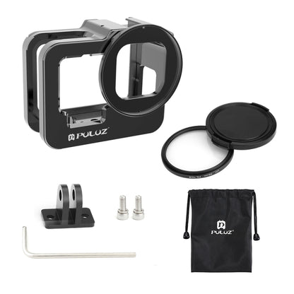 PULUZ for GoPro HERO13 Black /12 Black /11 Black /10 Black /9 Black Thicken Housing Shell CNC Aluminum Alloy Protective Cage with Insurance Frame & 52mm UV Lens(Black) by PULUZ
