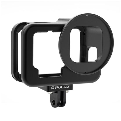 For GoPro HERO13 Black /12 Black /11 Black /10 Black /9 Black PULUZ Thin Housing Shell CNC Aluminum Alloy Protective Cage with Insurance Frame & 52mm UV Lens(Black) by PULUZ