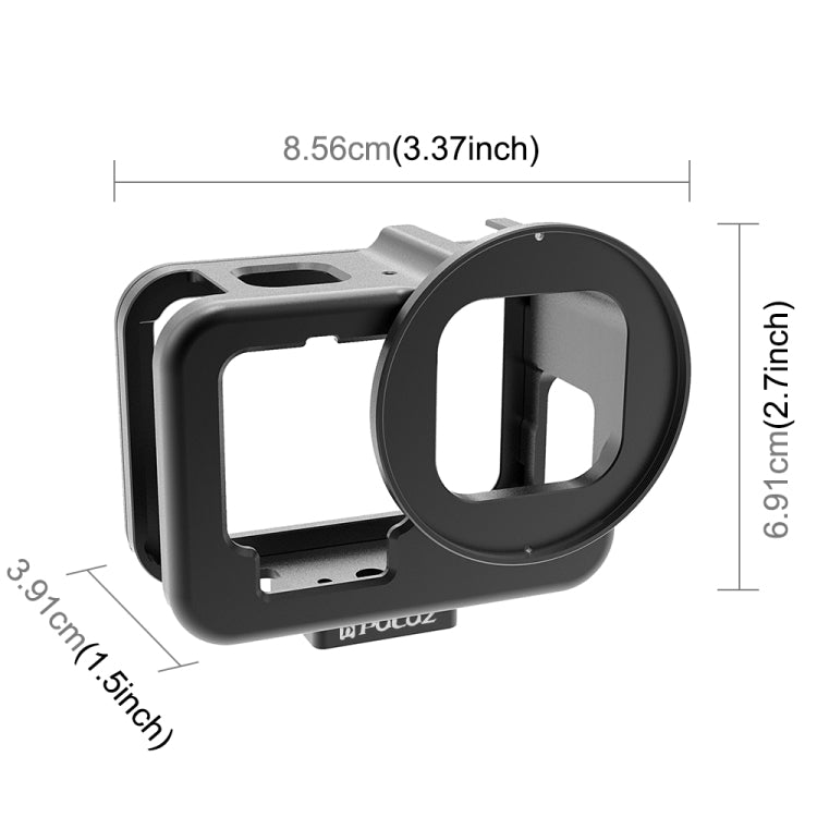For GoPro HERO13 Black /12 Black /11 Black /10 Black /9 Black PULUZ Thin Housing Shell CNC Aluminum Alloy Protective Cage with Insurance Frame & 52mm UV Lens(Black) by PULUZ