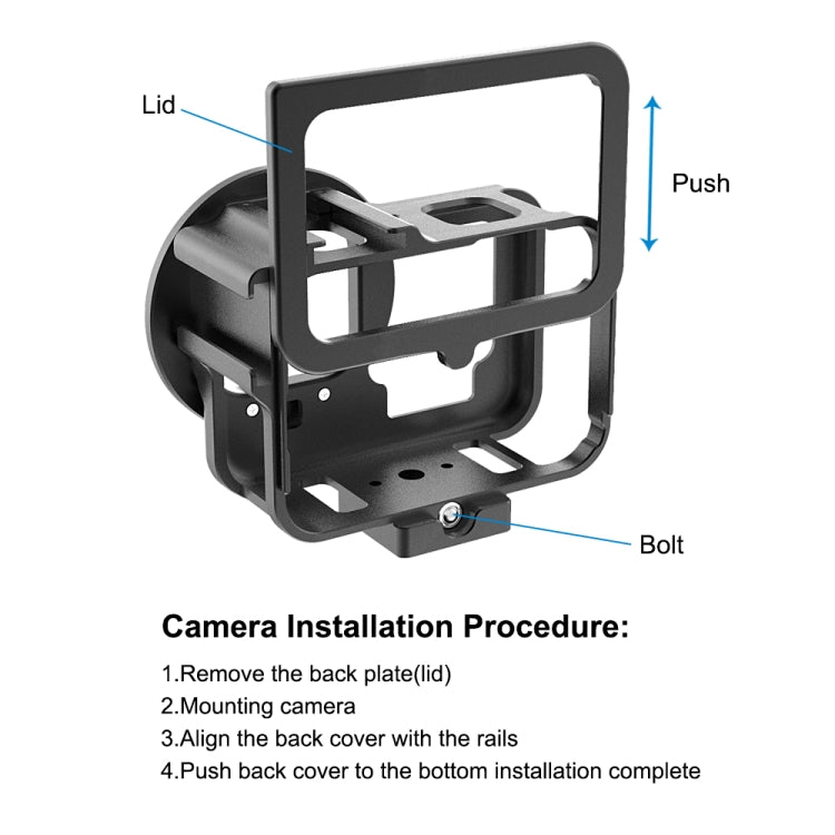 For GoPro HERO13 Black /12 Black /11 Black /10 Black /9 Black PULUZ Thin Housing Shell CNC Aluminum Alloy Protective Cage with Insurance Frame & 52mm UV Lens(Black) by PULUZ