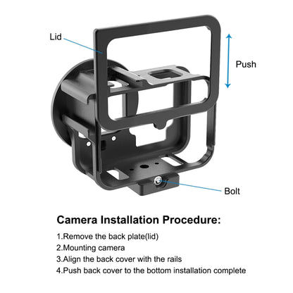 For GoPro HERO13 Black /12 Black /11 Black /10 Black /9 Black PULUZ Thin Housing Shell CNC Aluminum Alloy Protective Cage with Insurance Frame & 52mm UV Lens(Black) by PULUZ