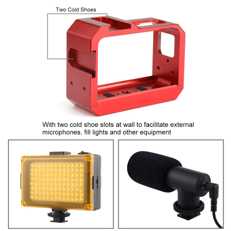 PULUZ Aluminum alloy Frame Mount Protective Case Cage with Cold Shoe Base Slot & Tripod Base Adapter for Insta360 One R(Red) by PULUZ