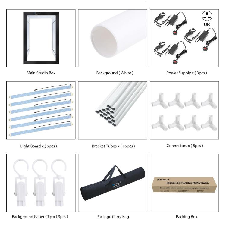 PULUZ 2m 240W 5500K Photo Light Studio Box Kit for Clothes / Adult Model Portrait(UK Plug) by PULUZ