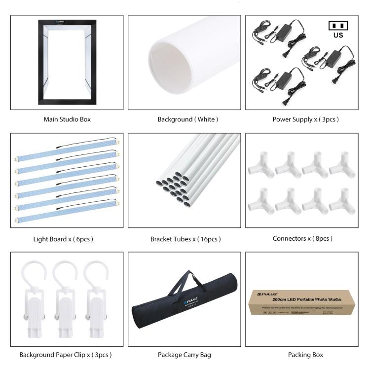 PULUZ 2m 240W 5500K Photo Light Studio Box Kit for Clothes / Adult Model Portrait(US Plug) by PULUZ