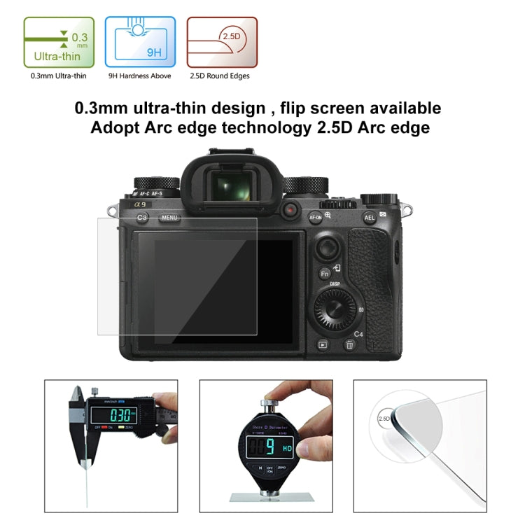 PULUZ 2.5D 9H Tempered Glass Film for Sony ILCE-9 (A9), Compatible with Sony A99 / HX400 / H300 / A99II / A7RIII / A7RII / A77II / WX500 / HX90V / HX7 / HX9 / HX100 / WX9 / HX30 / HX200 / W670 / W630 / WX100, Samsung WB1100 / EX2F, Olympian VH-410 by PULUZ