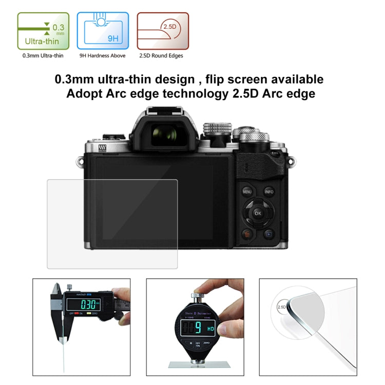 PULUZ 2.5D 9H Tempered Glass Film for Olympus EM10 / II / III / OM-D / EM-1/ II / III / E-P5 / E-PL7 / E-PL8 / 8 / 9 EM5 II / PEN-F / EM1X, Nikon 1V3, Panasonic GF6 / G99 / GX7III GX8 / GH3, Fujifilm X-H1 by PULUZ
